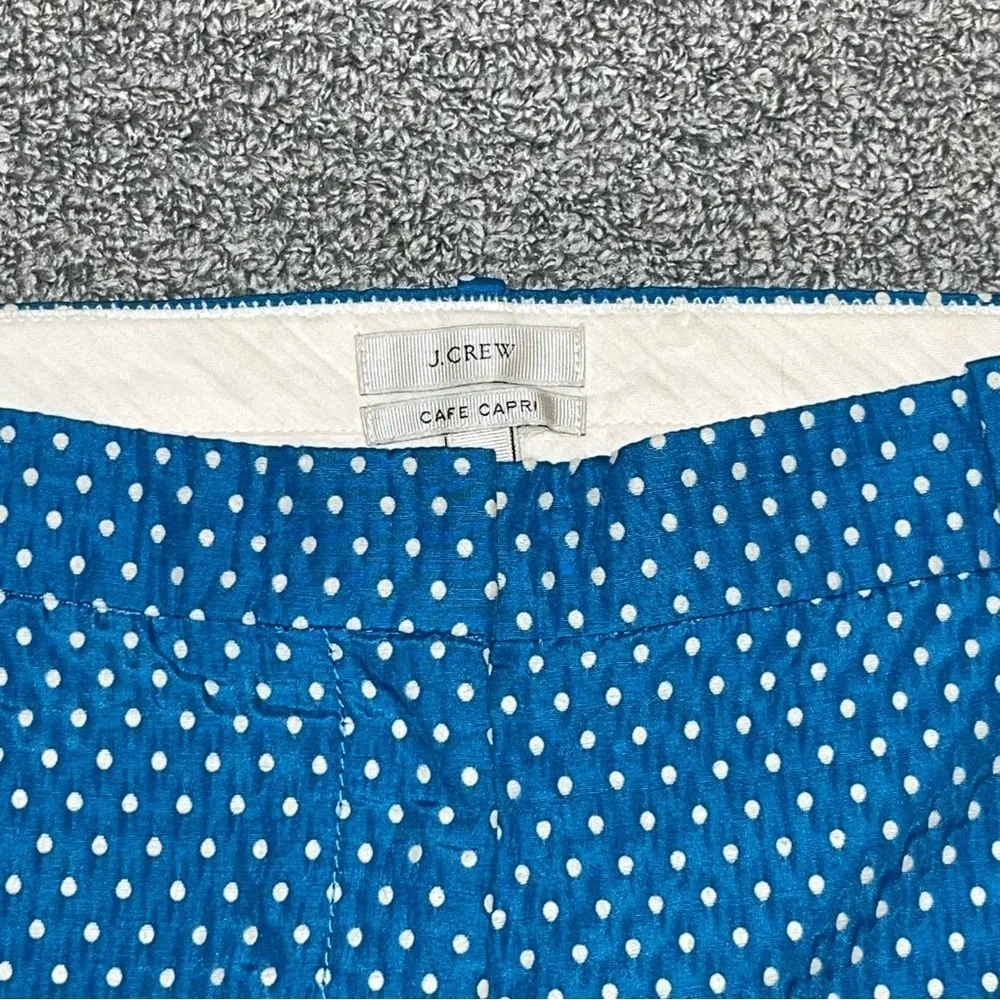 J.Crew Cafe Capri Polka Dot Pants Women's Size 4 Blue Mid Rise Stretch